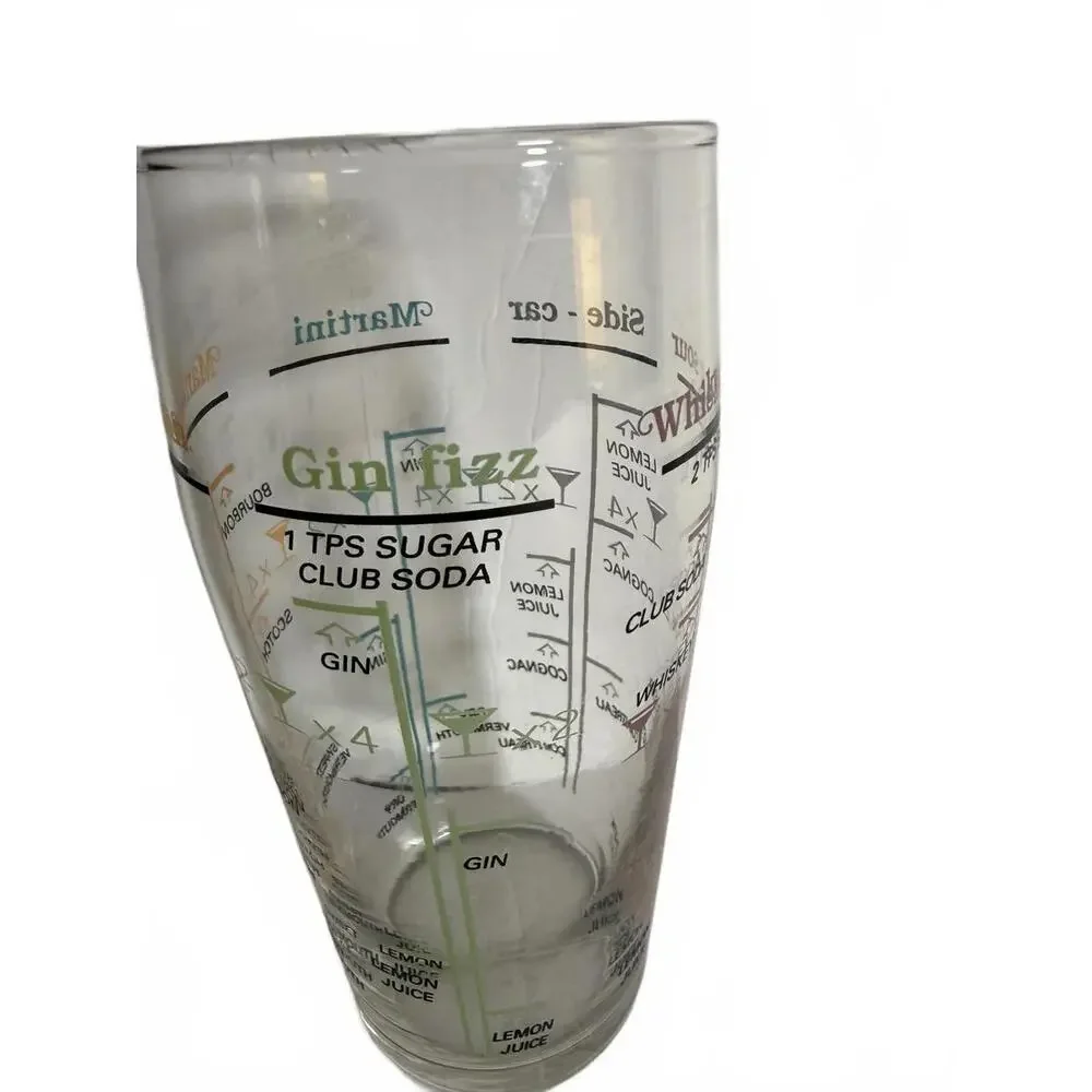 MCM ARCOROC France Cocktail Mixer Recipe Glass‎ Vintage Barware Glassware No Lid